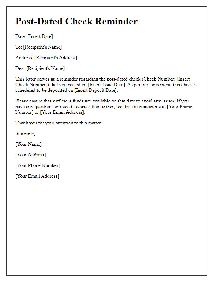 Letter template of post-dated check reminder