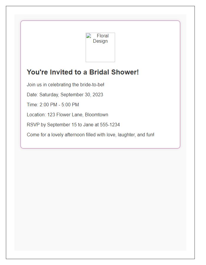 Letter template of bridal shower invitation with a floral theme