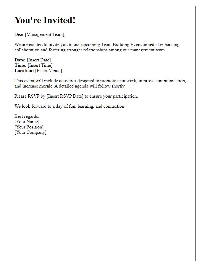 Letter template of team building event invitation for management.