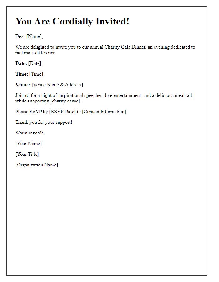 Letter template of charity gala dinner invitation