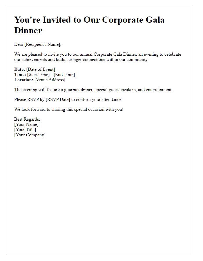 Letter template of corporate gala dinner invitation