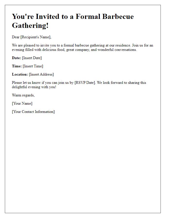 Letter template of formal barbecue gathering invitation