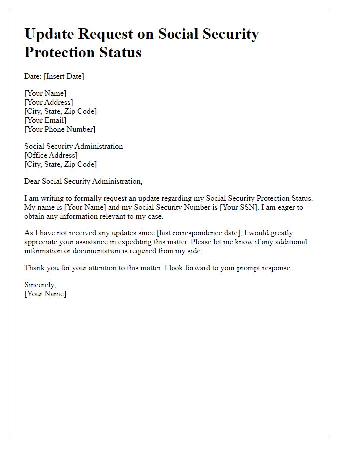 Letter template of Update Request on Social Security Protection Status