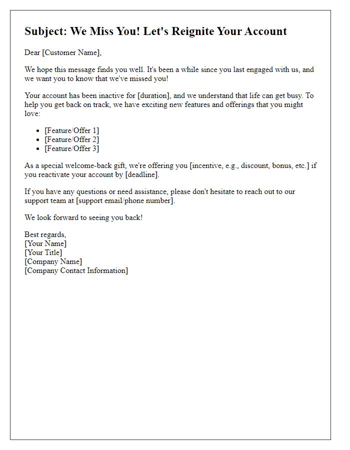 Letter template of recovering a stagnant account
