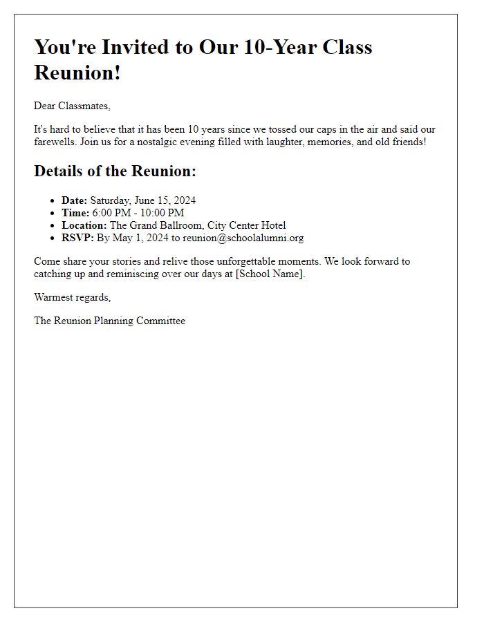 Letter template of a nostalgic class reunion invitation