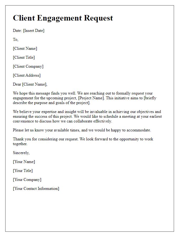 Letter template of client engagement request