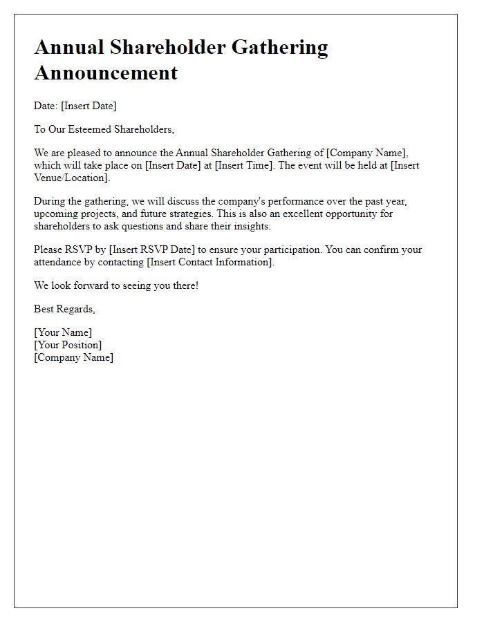 Letter template of annual shareholder gathering announcement