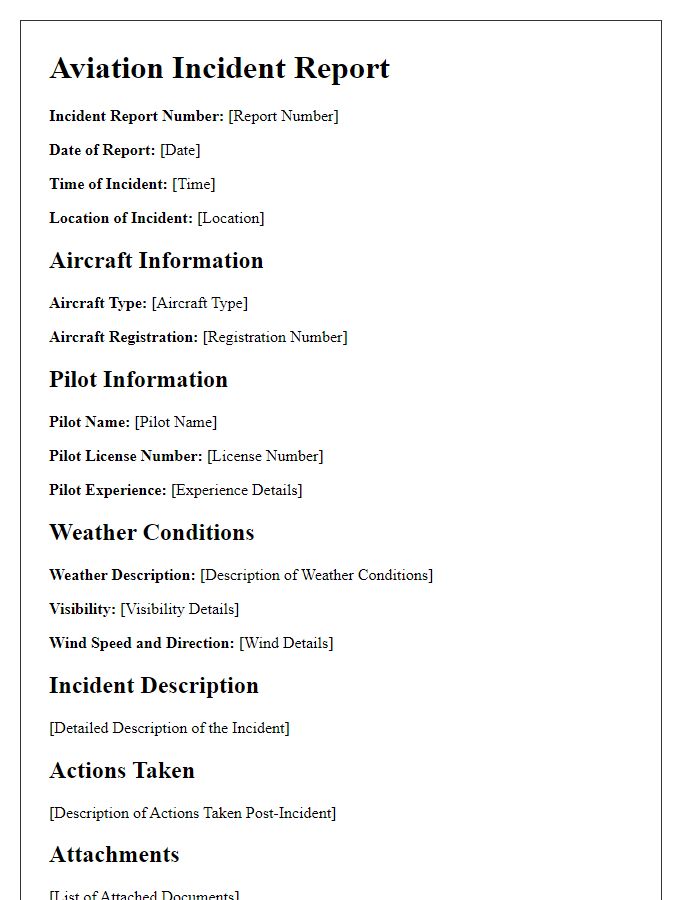 Letter template of aviation incident report for weather-related incidents.