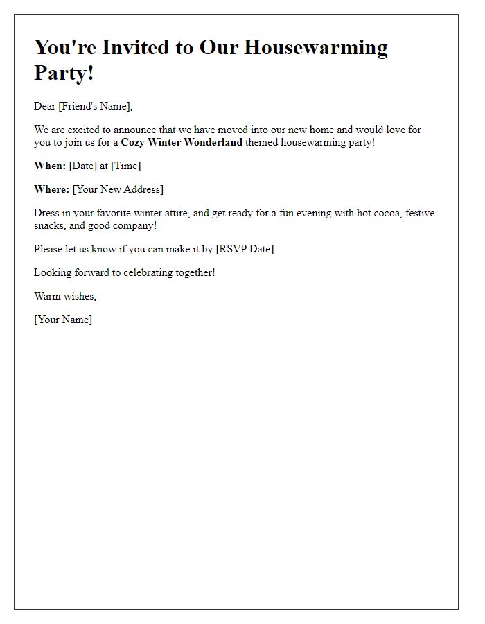 Letter template of housewarming party invitation for a theme party