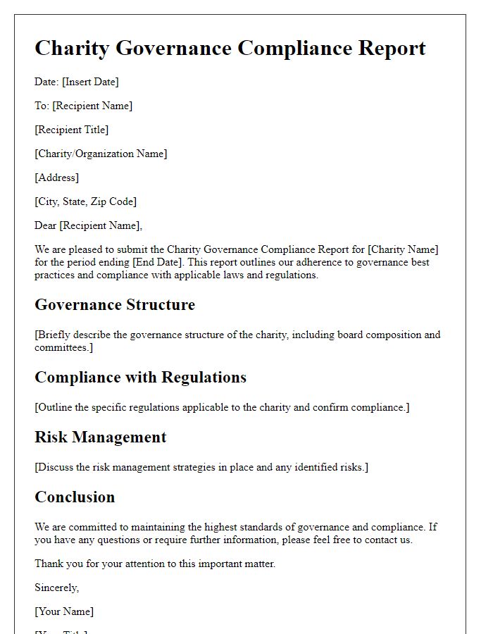 Letter template of charity governance compliance report