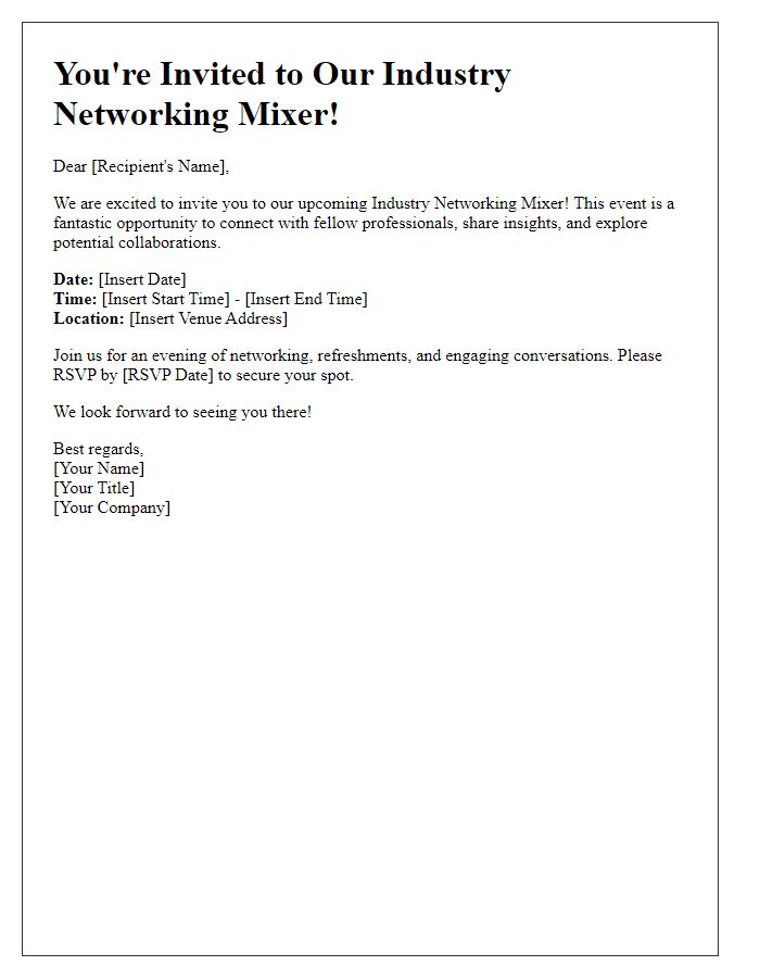 Letter template of Industry Networking Mixer Invitation