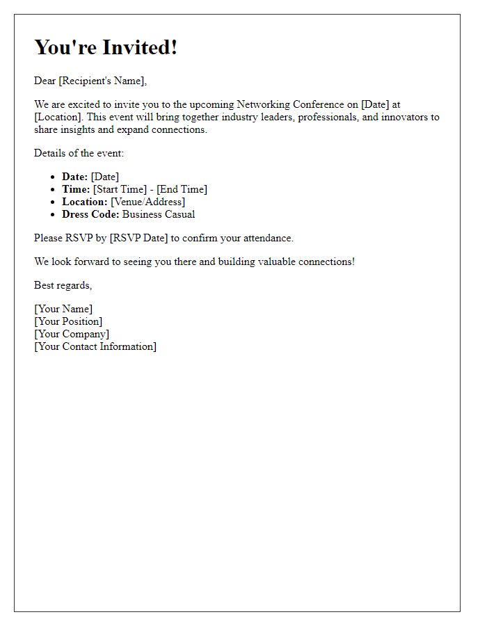 Letter template of Networking Conference Invitation