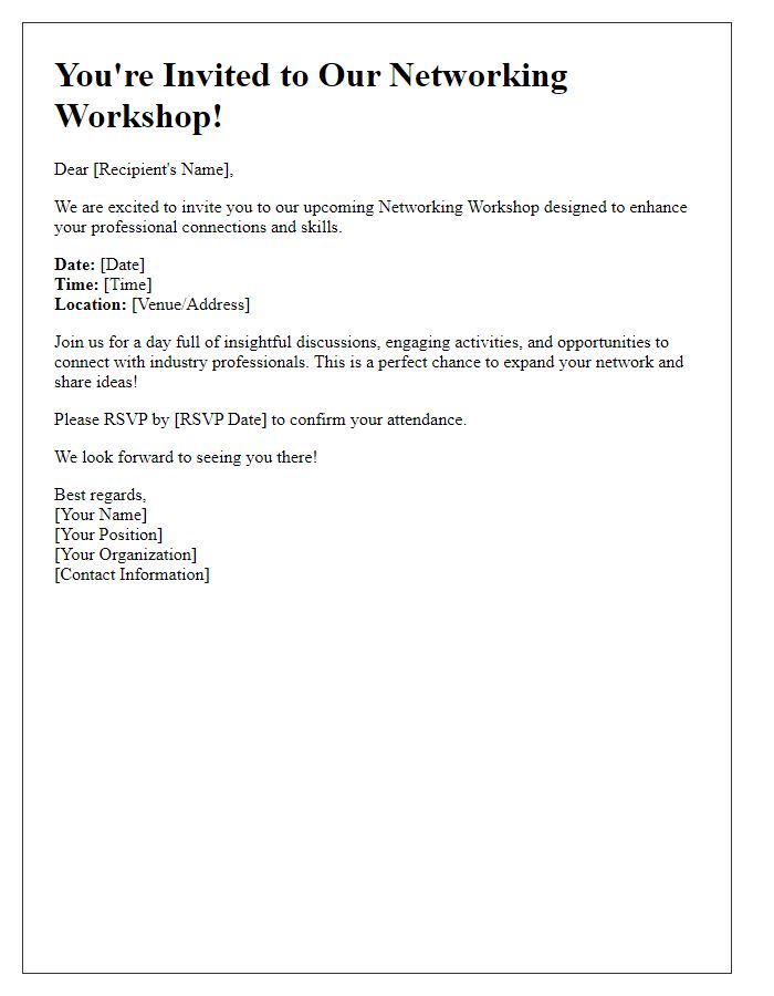 Letter template of Networking Workshop Invitation