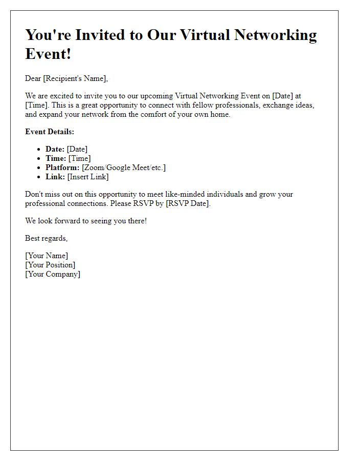 Letter template of Virtual Networking Event Invitation