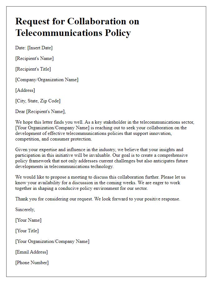 Letter template of telecommunications policy collaboration request for private sector