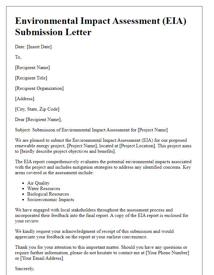 Letter template of renewable energy project environmental impact assessment