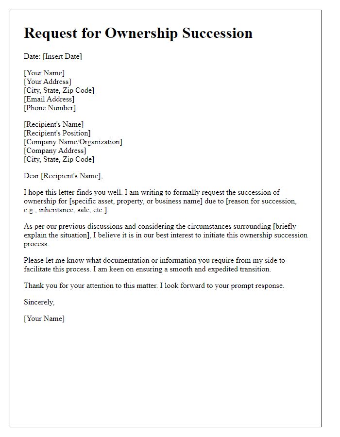 Letter template of Request for Ownership Succession