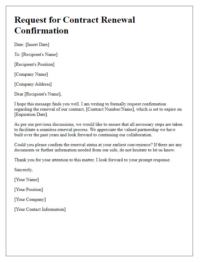 Letter template of request for contract renewal confirmation