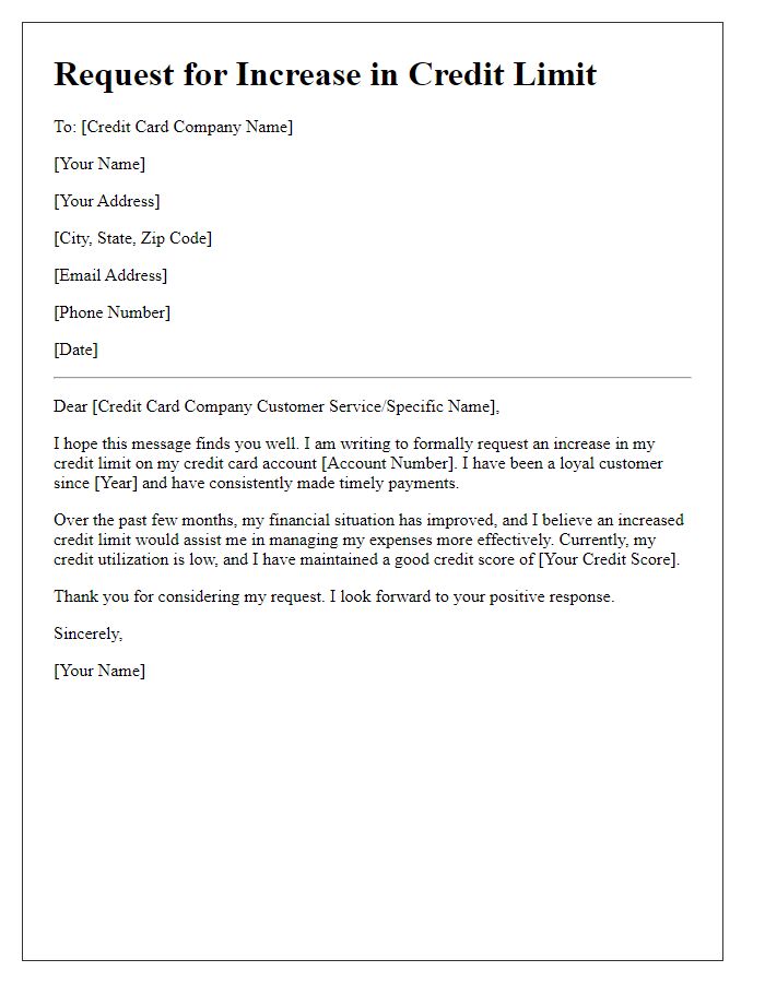 Letter template of appeal for higher credit limit.