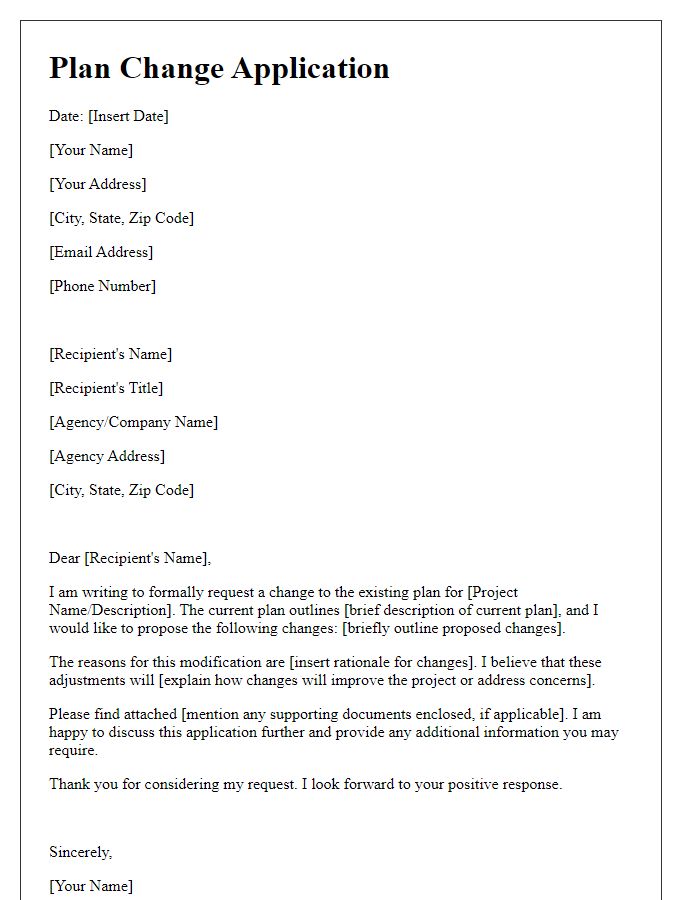 Letter template of plan change application