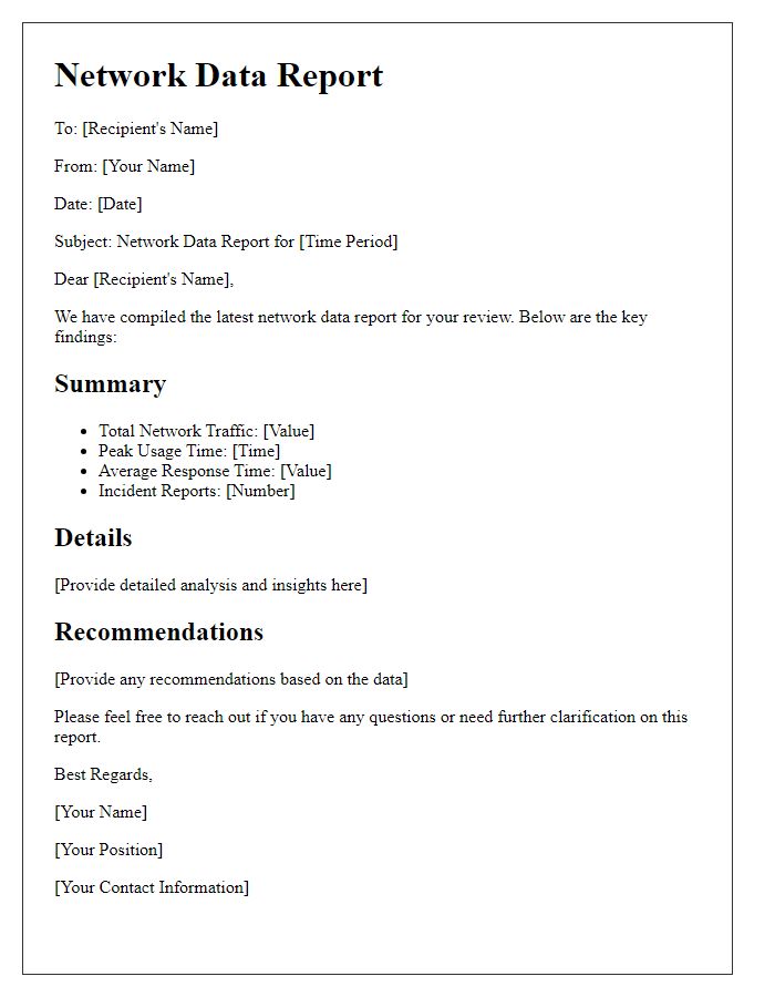 Letter template of network data report