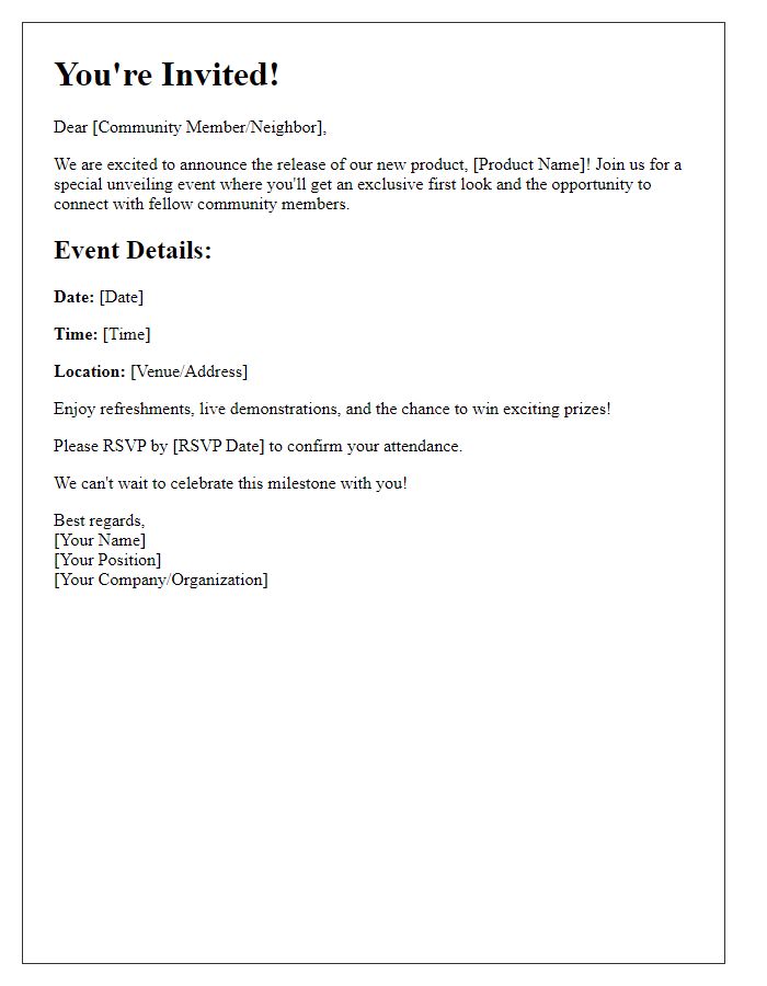 Letter template of community invitation for product release