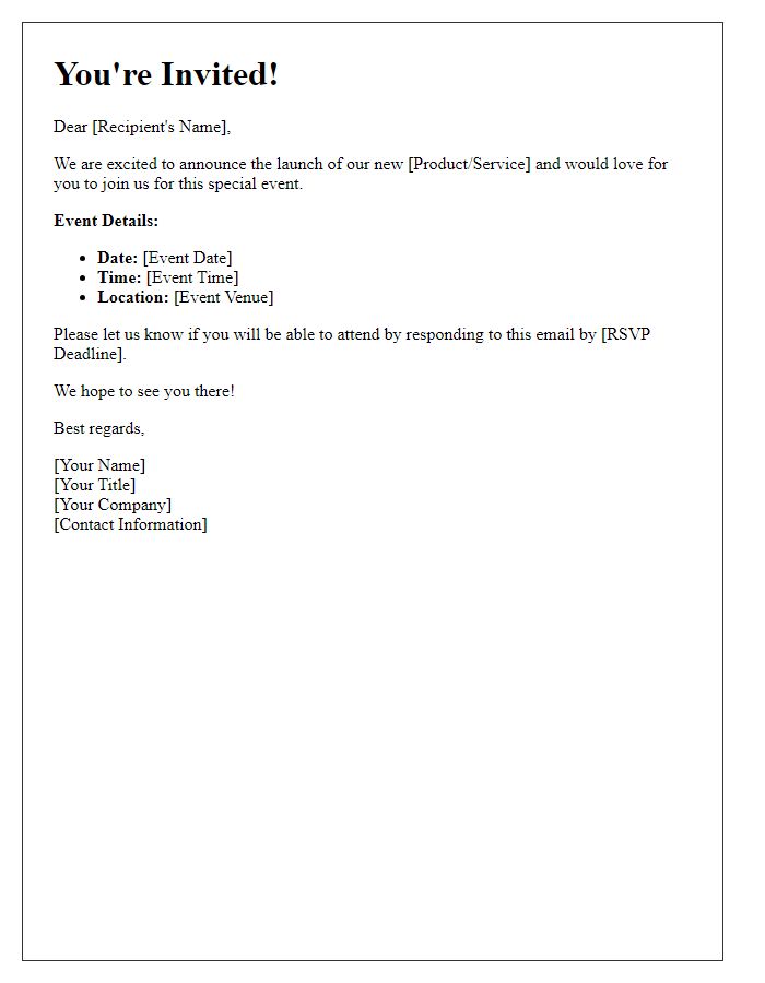 Letter template of launch event RSVP request