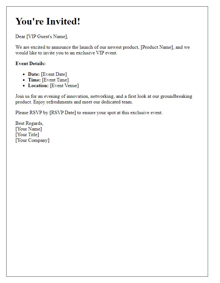 Letter template of VIP product launch event notice