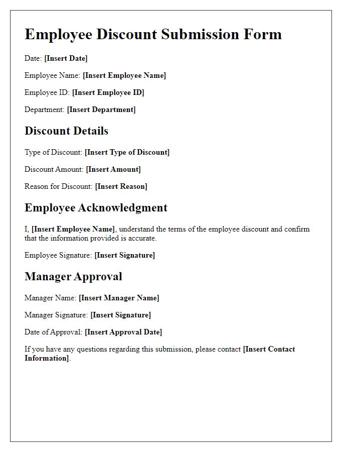 Letter template of employee discount submission for seasonal employees