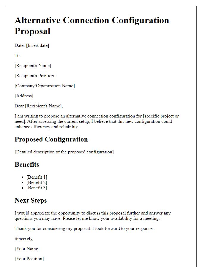 Letter template of alternative connection configuration proposal