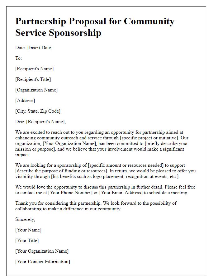 Letter template of partnership for community service sponsorship