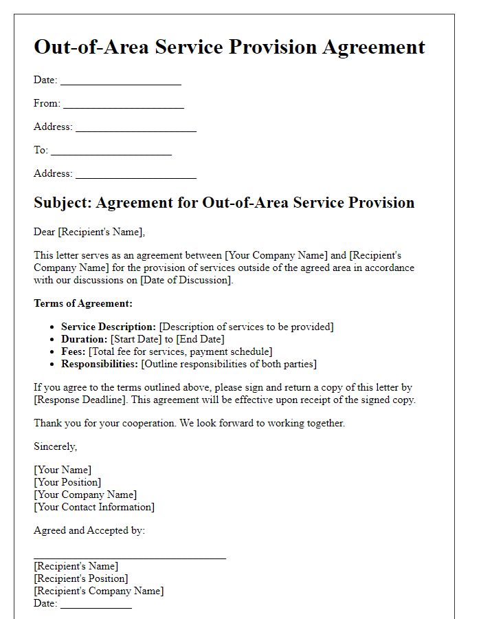 Letter template of agreement for out-of-area service provision