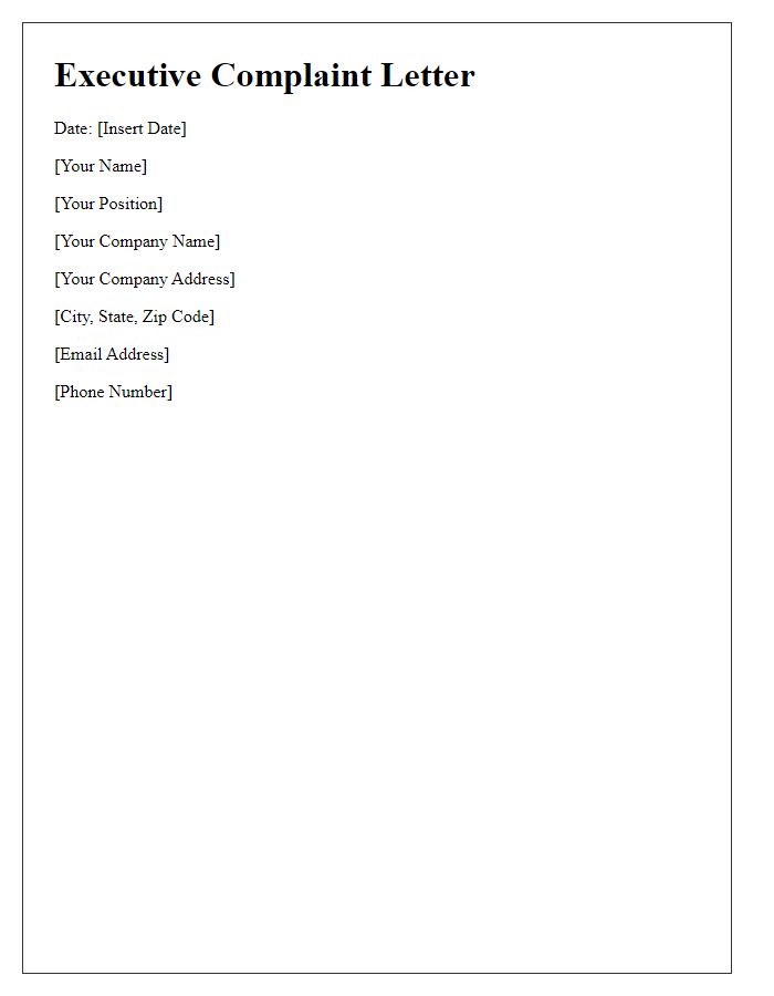 Letter template of executive complaint for delayed response