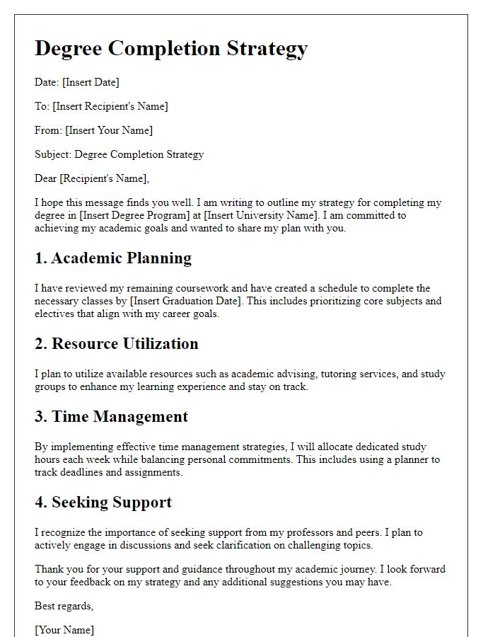 Letter template of degree completion strategy.