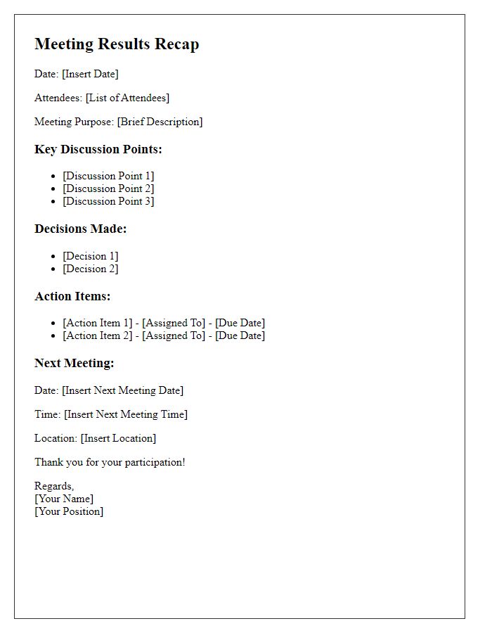 Letter template of meeting results recap