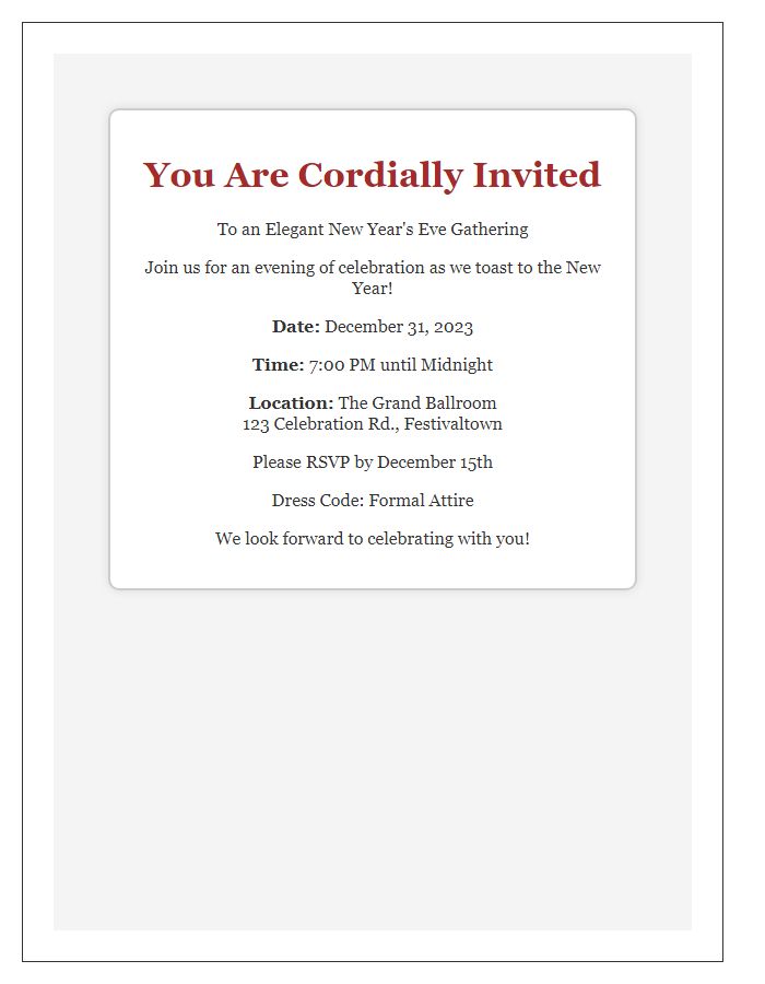 Letter template of an elegant New Year's Eve gathering invitation