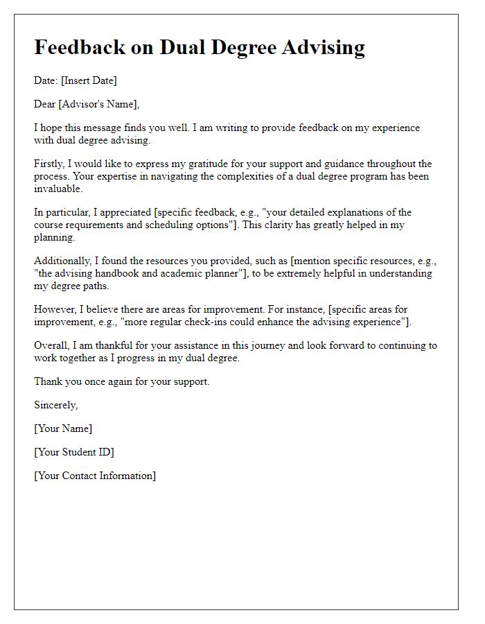 Letter template of dual degree advising feedback