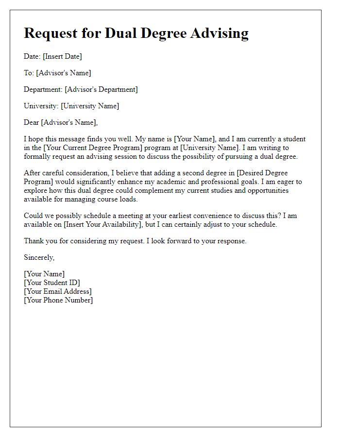 Letter template of dual degree advising request