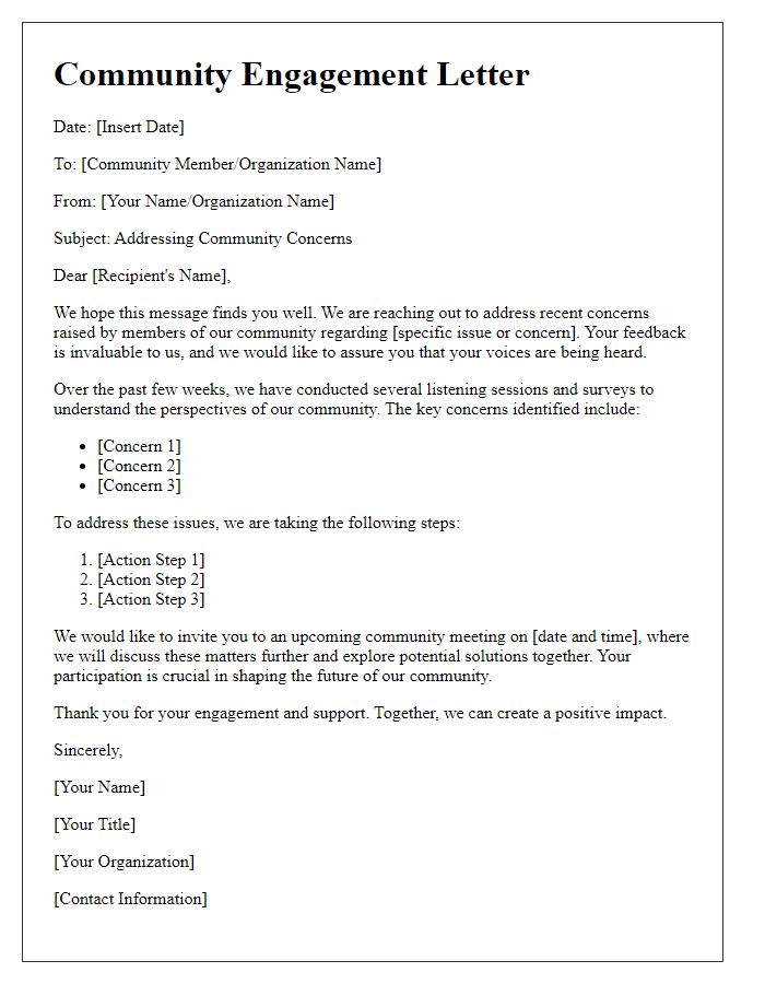 Letter template of community engagement addressing public concerns