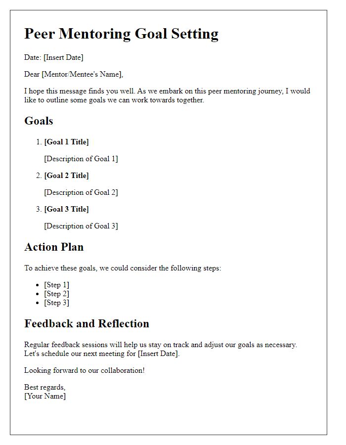 Letter template of peer mentoring goal setting