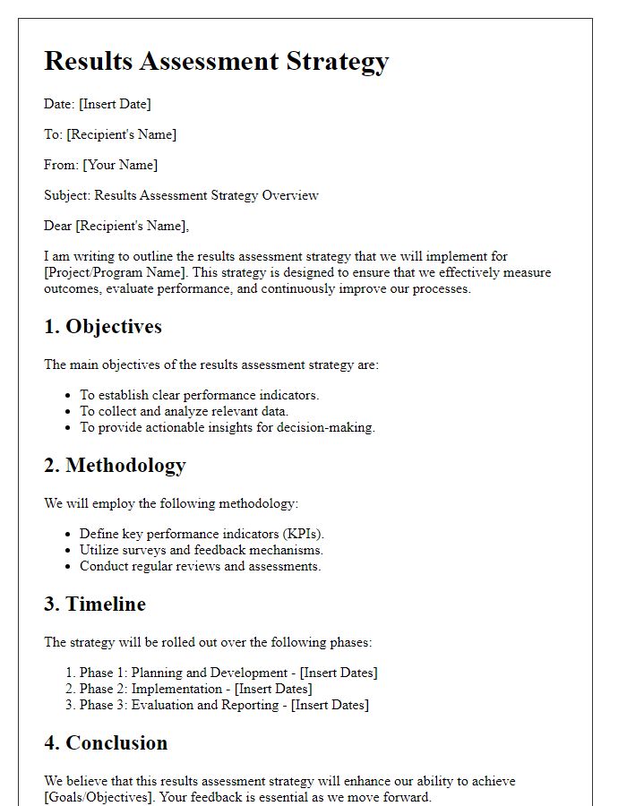 Letter template of results assessment strategy