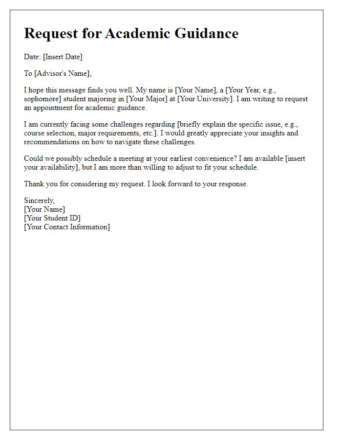 Letter template of academic guidance request