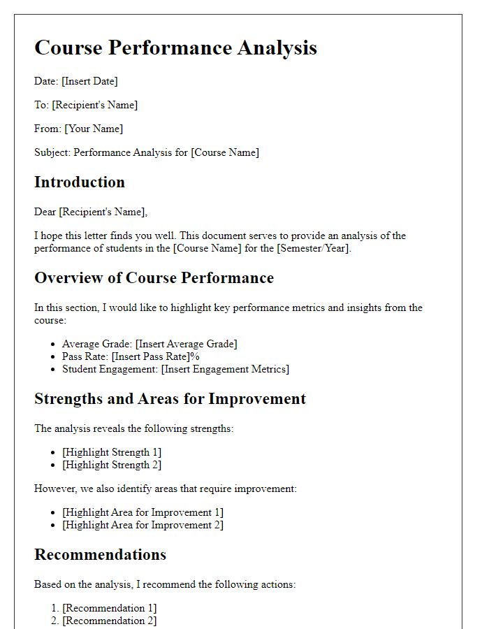 Letter template of course performance analysis