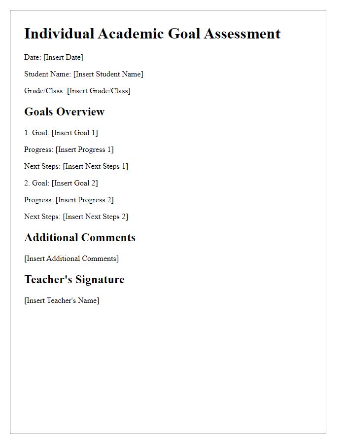 Letter template of individual academic goal assessments