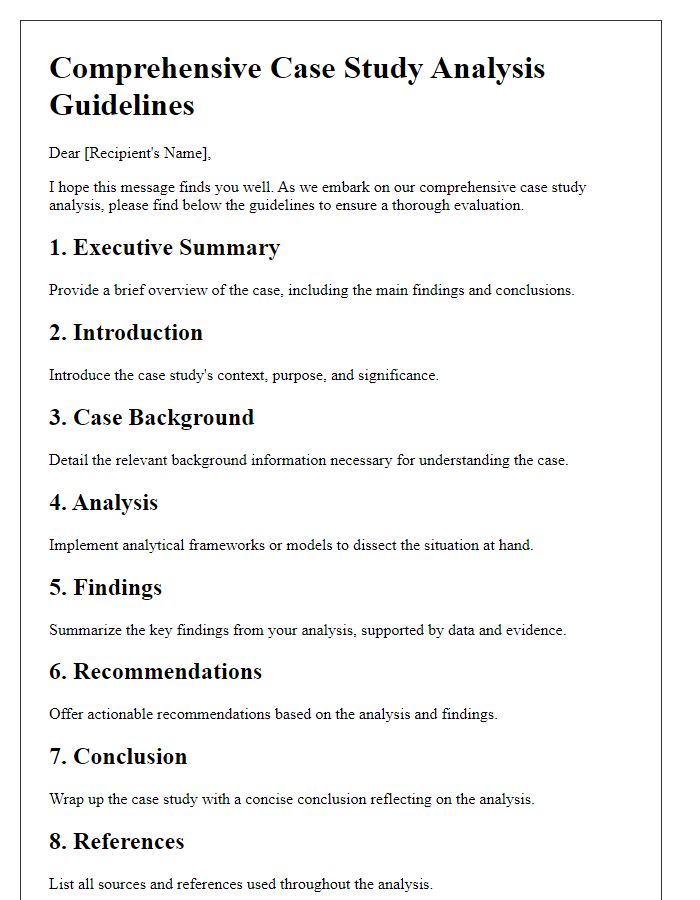 Letter template of comprehensive case study analysis guidelines