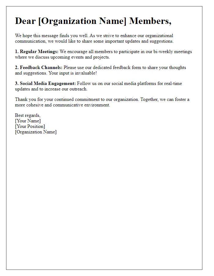 Letter template of student organization advising for enhancing organizational communication.