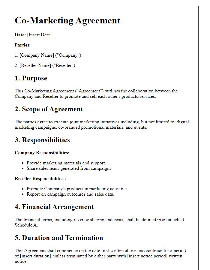 Letter template of co-marketing agreement for resellers