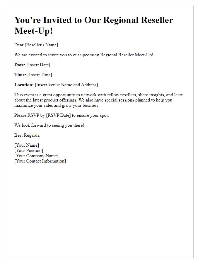 Letter template of Regional Reseller Meet-Up Invitation