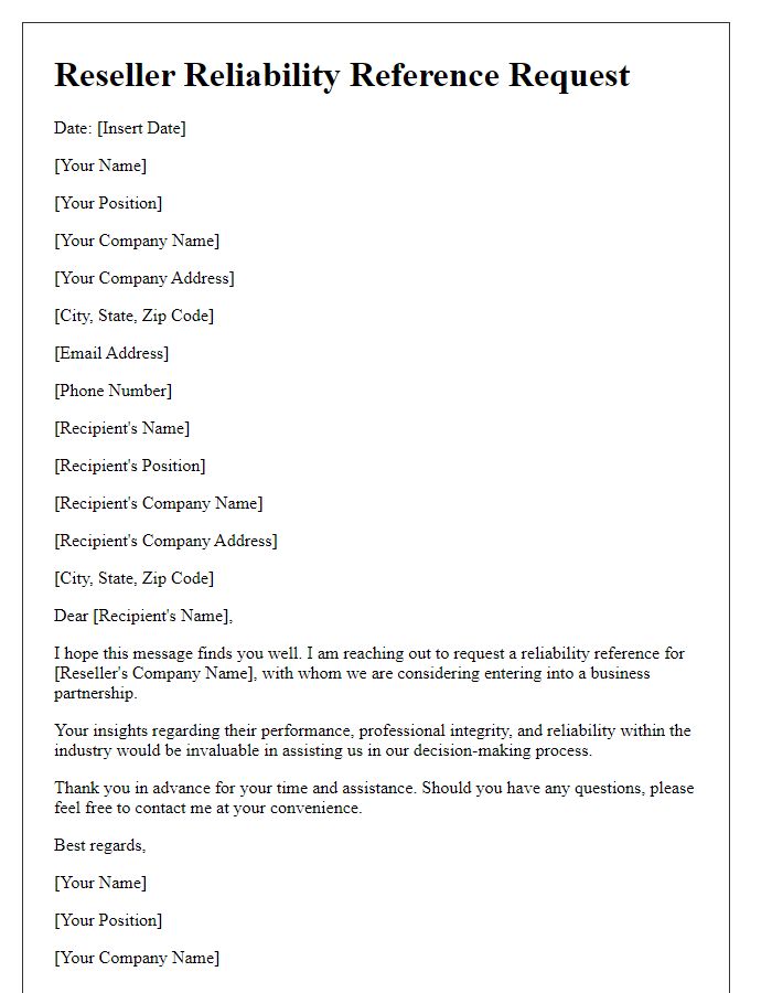 Letter template of reseller reliability reference request