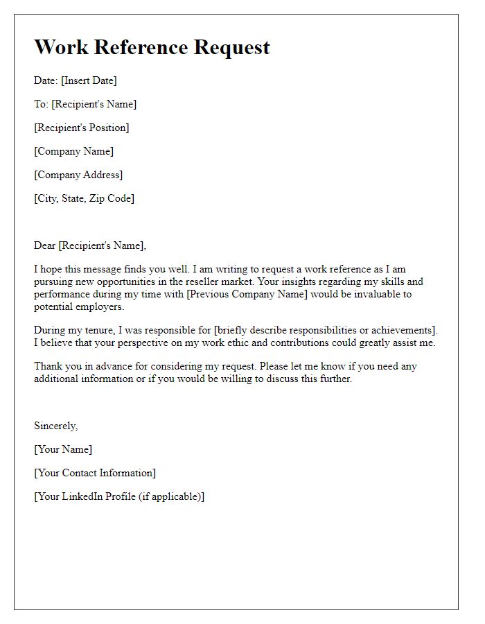 Letter template of reseller work reference request